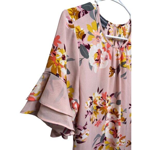 Van Heusen Top Womens XS Shirt Blouse Pink Floral Boho Work Casual Spring Summer - Picture 4 of 11